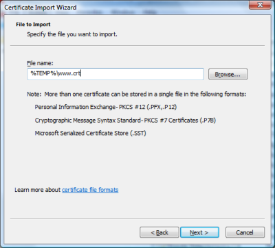 MMC certificate import wizard MMC certificate import wizard