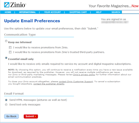 Zinio Spam